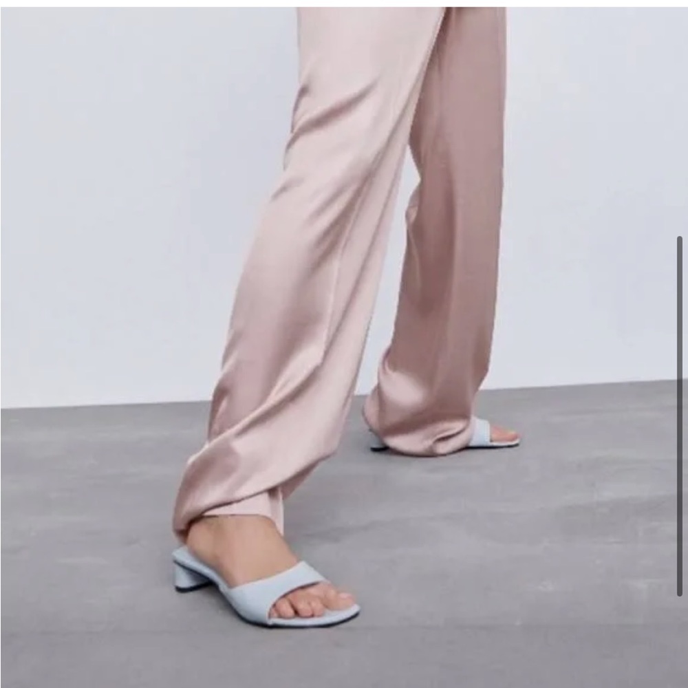 ZARA block heel square toe mules size 38